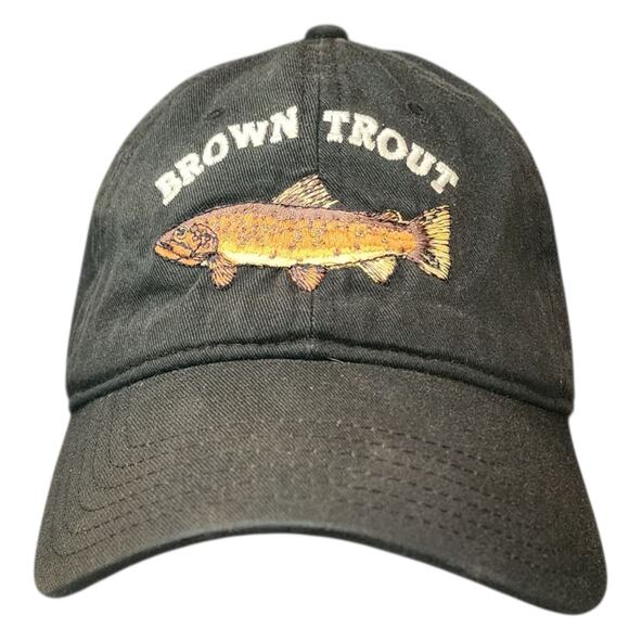 Fahrenheit Brown Trout Mens Hat Cap Black Strapback Fish Fishing Gorpcore - Picture 1 of 4